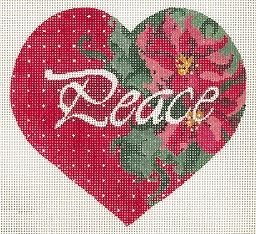 click here to view larger image of Peace - Poinsettia Heart (hand painted canvases)