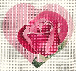 click here to view larger image of Rose in Striped Pink Heart (hand painted canvases)