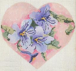 click here to view larger image of Three Petunias Heart (hand painted canvases)