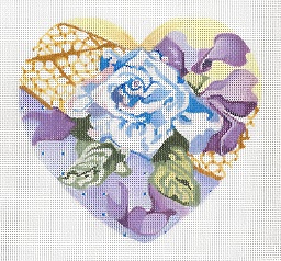 click here to view larger image of Blue Rose Heart (hand painted canvases)
