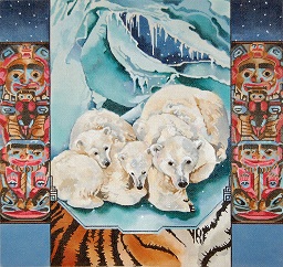 click here to view larger image of Polar Bears In Ice Cave - Totem Poles (hand painted canvases)