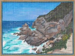 click here to view larger image of Seacoast With Yellow Flowers Off Ponza, Italy (hand painted canvases)