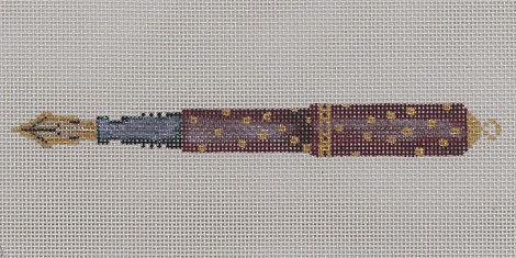 click here to view larger image of Burgundy And Gold Pen On Pewter (hand painted canvases)