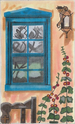 click here to view larger image of Santa Fe And Hollyhocks Window (hand painted canvases)
