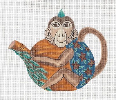 click here to view larger image of Monkey Teapot (hand painted canvases)