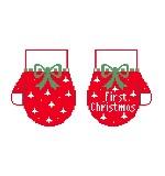 click here to view larger image of First Christmas Mittens - Red (hand painted canvases)