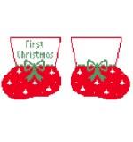 click here to view larger image of First Christmas Booties  - Red and Green (hand painted canvases)