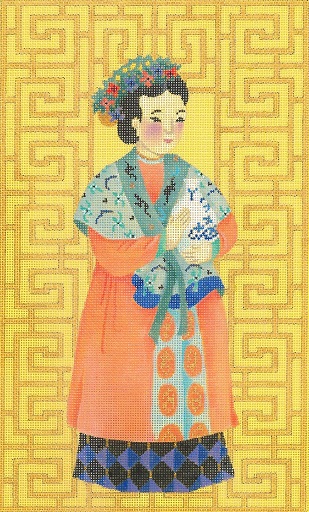 click here to view larger image of Chinese Lady With Vase (hand painted canvases)