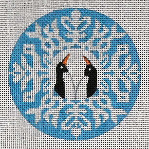 click here to view larger image of Snowflake - Penguins (hand painted canvases)
