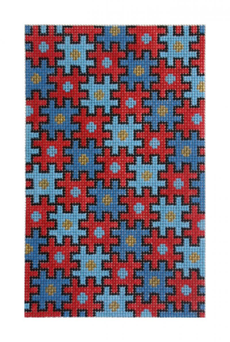 click here to view larger image of Puzzle Bag, Red & Blue (hand painted canvases)