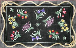 click here to view larger image of Victorian Summer Floral - Black Bkg. & Rope Border (hand painted canvases)