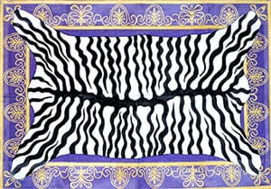 click here to view larger image of Zebra Skin on Periwinkle Bkg. - Gold Braid (hand painted canvases)