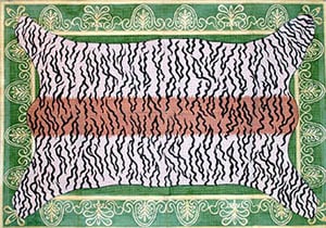 click here to view larger image of Tiger Skin on Emerald Bkg. - Gold Braid Border (hand painted canvases)