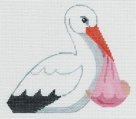 click here to view larger image of It's a Girl Stork (hand painted canvases)