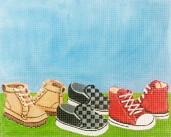 click here to view larger image of Boys Shoes Birth Announcement (hand painted canvases)