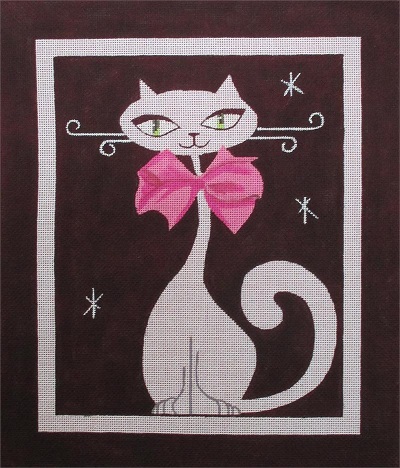 click here to view larger image of Pink Bow Tie Kitty (hand painted canvases)