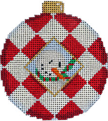 click here to view larger image of Snowman Harlequin Ball Ornament (hand painted canvases)