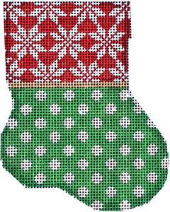 click here to view larger image of Snowflake Cuff / Dot Mini Stocking (hand painted canvases)