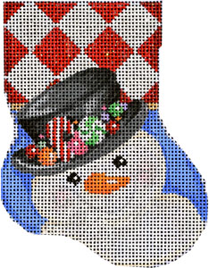 click here to view larger image of Top Hat Snowman Mini Stocking (hand painted canvases)