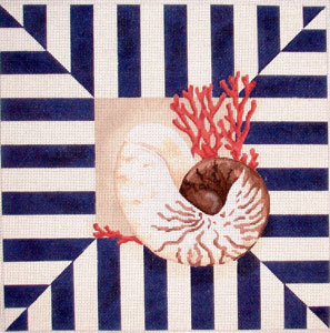 click here to view larger image of Shell / Coral Stripes (hand painted canvases)