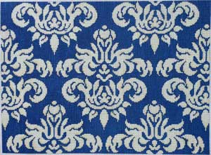 click here to view larger image of Navy / Cream Oblong Damask (hand painted canvases)