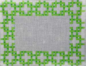 click here to view larger image of Lattice Frame Green / White (hand painted canvases)