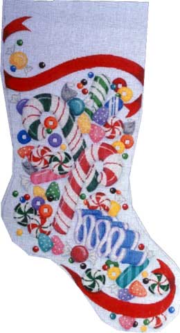 click here to view larger image of Candy Stocking/Red (hand painted canvases)