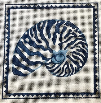 click here to view larger image of Nautilus Shell in Blue (hand painted canvases)
