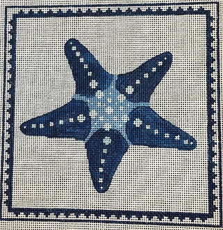 click here to view larger image of Star Fish in Blues (hand painted canvases)