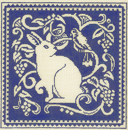 click here to view larger image of Bunny Toile Blue (hand painted canvases)