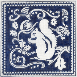 click here to view larger image of Squirrel Toile Blue (hand painted canvases)