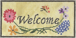click here to view larger image of Welcome Flowers on Green (hand painted canvases)