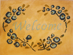 click here to view larger image of Welcome w/ Blue Flowers (hand painted canvases)
