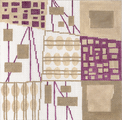 click here to view larger image of Retro Grid in Purple & Taupe (hand painted canvases)