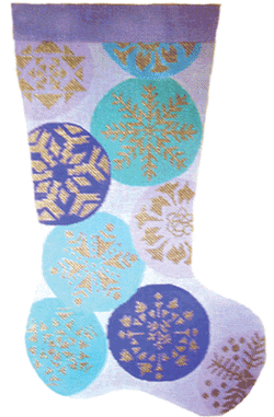click here to view larger image of Large Blue Snowflake Stocking (hand painted canvases)