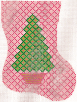 click here to view larger image of Diamond Tree on Pink Mini Stocking (hand painted canvases)