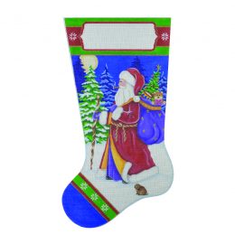 click here to view larger image of Old World Santa with Bunny Stocking 13M (hand painted canvases)