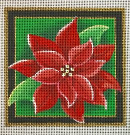 click here to view larger image of Poinsettia Coaster (hand painted canvases)