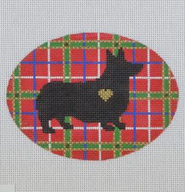 click here to view larger image of Plaid Corgi Silhouette (hand painted canvases)