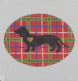click here to view larger image of Plaid Dachshund Silhouette  (hand painted canvases)