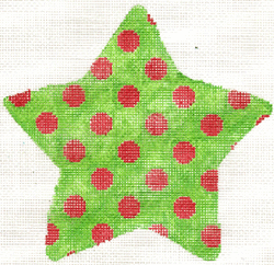 click here to view larger image of Red on Green Polka Dots (hand painted canvases)