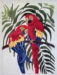 click here to view larger image of Two McCaws in Palm Tree (hand painted canvases)