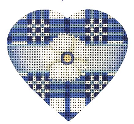 click here to view larger image of Blue and White Plaid Heart (hand painted canvases)
