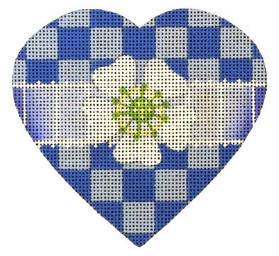 click here to view larger image of Blue Check Heart (hand painted canvases)
