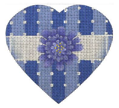 click here to view larger image of Blue and White Striped Heart (hand painted canvases)