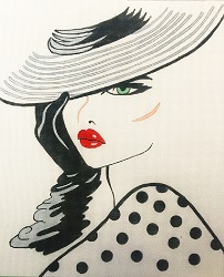click here to view larger image of Lady in Polka Dots (hand painted canvases)