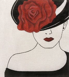 click here to view larger image of Lady with Red Rose Hat (hand painted canvases)