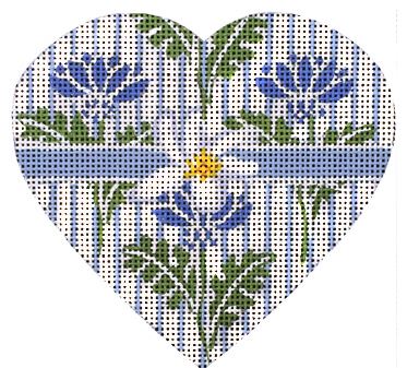 click here to view larger image of Blue Floral Heart (hand painted canvases)