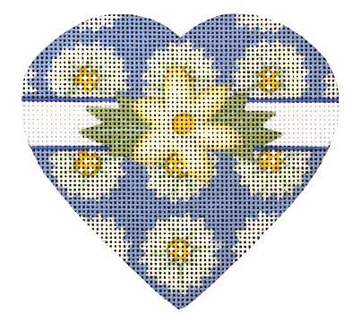 click here to view larger image of Blue and White Sunflower Heart (hand painted canvases)