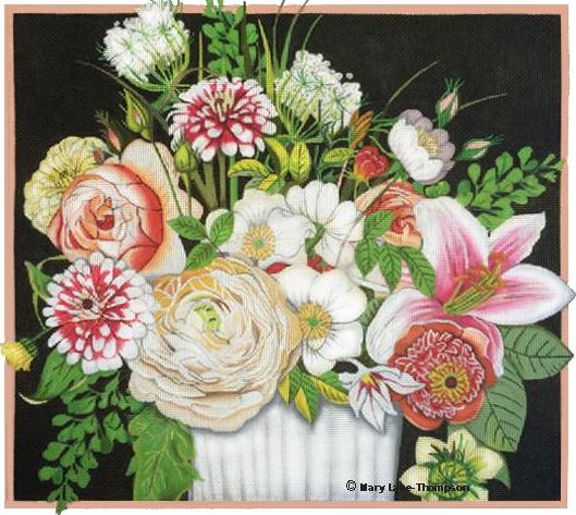click here to view larger image of Cabbage Rose Bouquet (hand painted canvases)